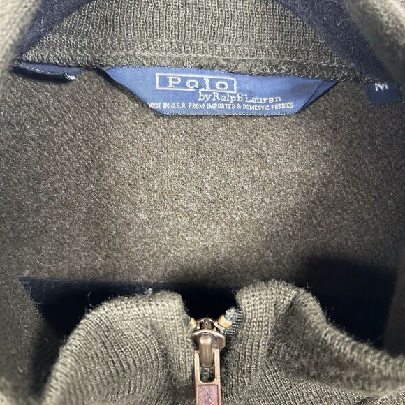 VTG Polo Ralph Lauren Wool Jacket Green Bomber Full Zip USA Men's Size Medium - Picture 3 of 10